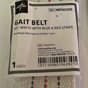 Medline Gait Transfer Belt REF MDT821203 60" white red blue striped